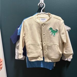 Old Navy Beige Cardigan with Green Dinosaur